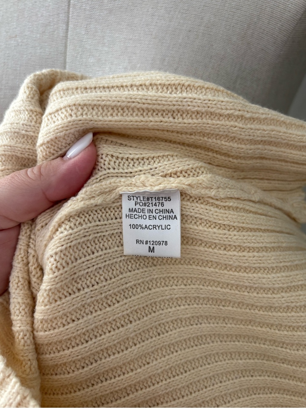 ENTRO Cream Ribbed Square-Neck Sweater - Picture 4 of 4